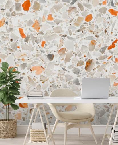 Elinvoimainen oranssi ja harmaa Terrazzo Taustakuva