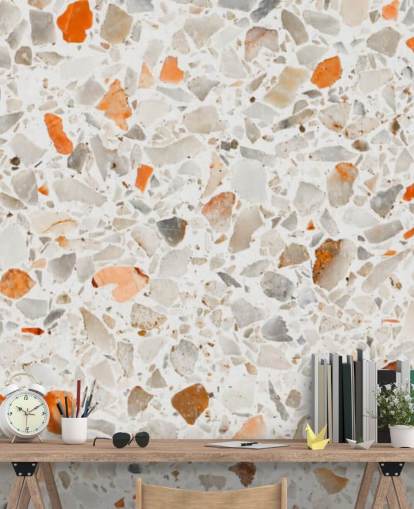 Levende Orange og Grå Terrazzo Baggrund