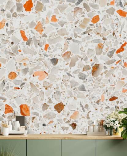 Carta da parati terrazzo arancione e grigio
