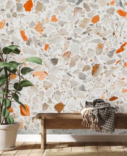 Carta da parati terrazzo arancione e grigio