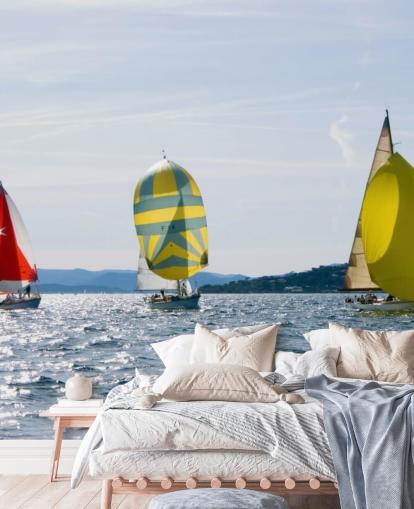 Yachts on Sunny Lake Wallpaper