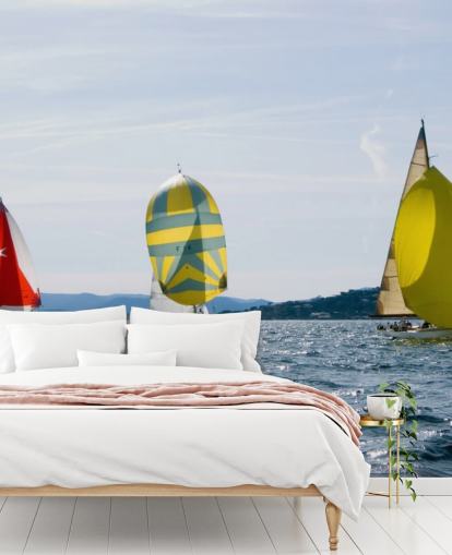 Yachts on Sunny Lake Wallpaper