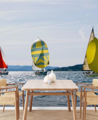 Yachts on Sunny Lake Wallpaper