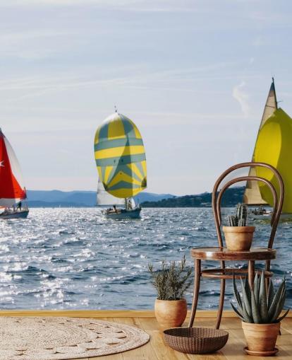 Fondo de pantalla de yates en Sunny Lake