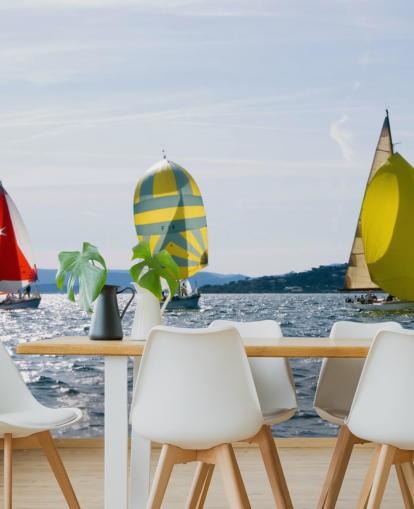 Yachts på Sunny Lake Baggrund Yachts på Sunny Lake Baggrund