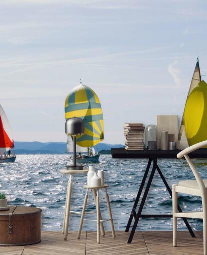 Yachts on Sunny Lake Wallpaper Yachts on Sunny Lake Wallpaper