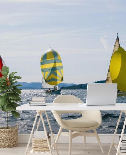 Yachts on Sunny Lake Wallpaper