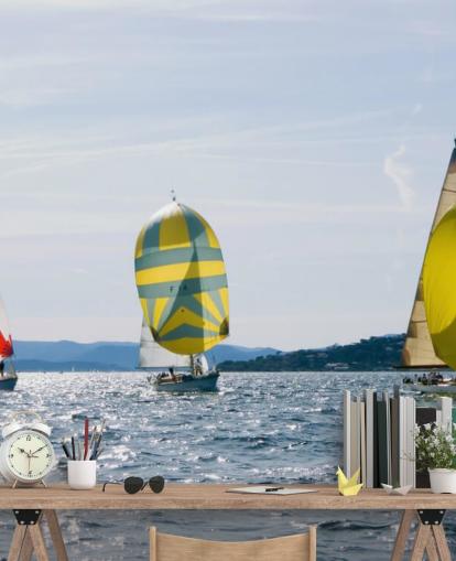 Yacht sulla carta da parati Sunny Lake