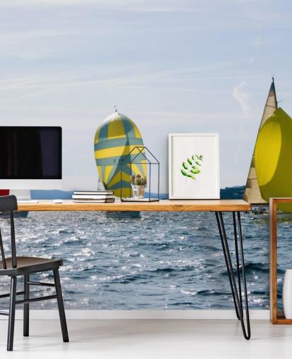 Yachts on Sunny Lake Wallpaper