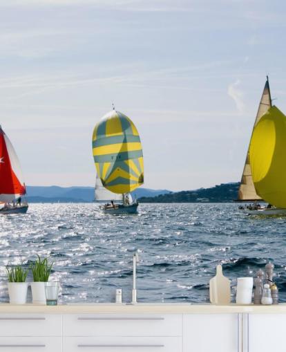 Yachts on Sunny Lake Wallpaper