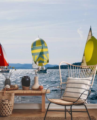 Yachts on Sunny Lake Wallpaper