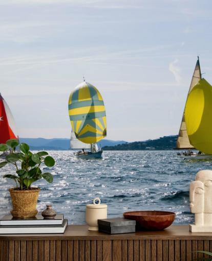 Yachts on Sunny Lake Wallpaper