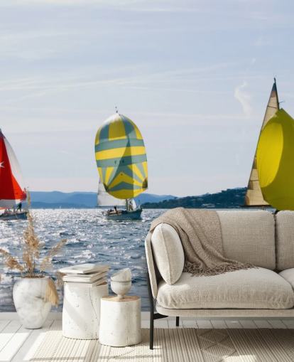 Yachts on Sunny Lake Wallpaper