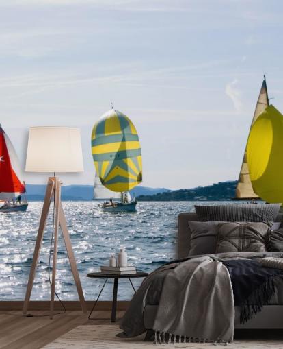 Yachts på Sunny Lake Baggrund