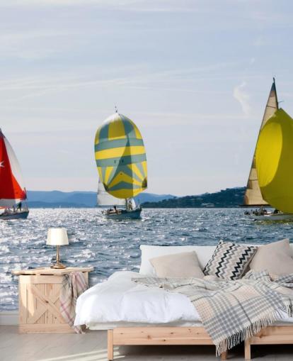 Yachts on Sunny Lake Wallpaper