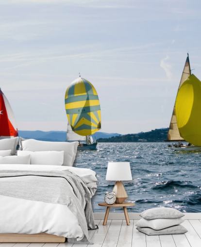 Yachts on Sunny Lake Wallpaper