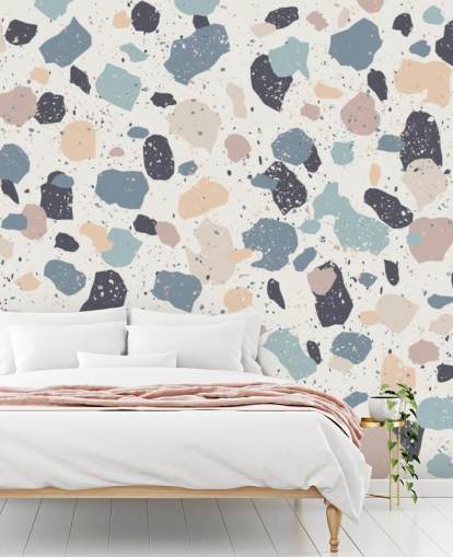 Pastelli vaaleanpunainen, laivasto, Beige Terrazzo Taustakuva Pastelli vaaleanpunainen, laivasto, Beige Terrazzo Taustakuva