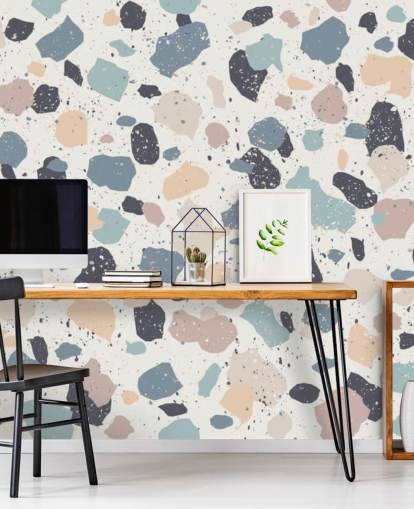 Pastell Rosa, Navy, Beige Terrazzo Bakgrunn