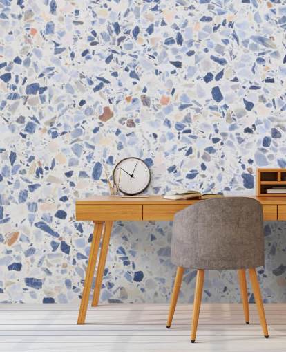 Blue Terrazzo and Speckles of Brown Wallpaper