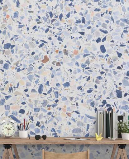 Blue Terrazzo and Speckles of Brown Wallpaper Blue Terrazzo and Speckles of Brown Wallpaper