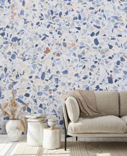 Blauer Terrazzo und braune Sprenkel Tapete Blauer Terrazzo und braune Sprenkel Tapete