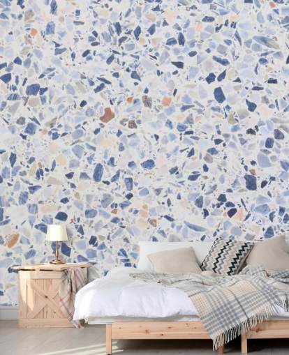 Blue Terrazzo and Speckles of Brown Wallpaper