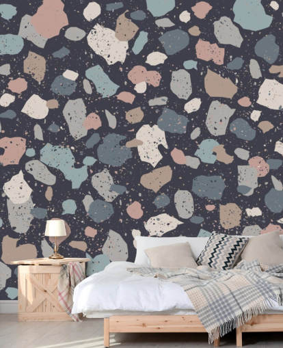 Mørk Blues og Støvete Pinks Terrazzo Bakgrunn