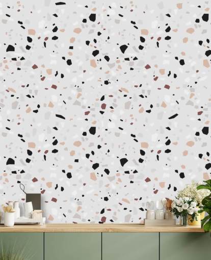 Lys grå, svart og brun Terrazzo Bakgrunn