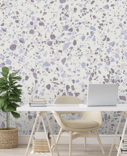 Lichtblauw Terrazzo behang