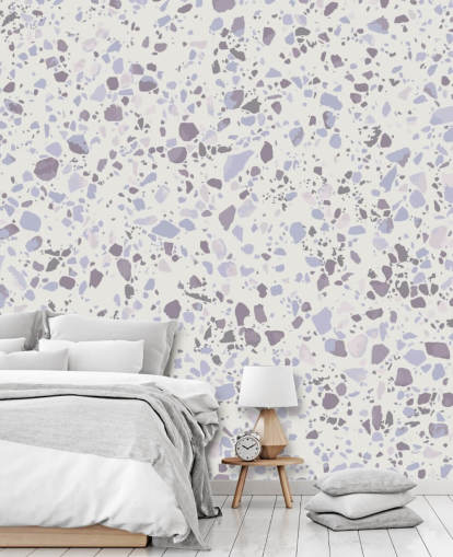 Lichtblauw Terrazzo behang Lichtblauw Terrazzo behang