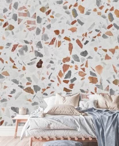 Pale Brown and Grey Terrazzo Wallpaper Pale Brown and Grey Terrazzo Wallpaper