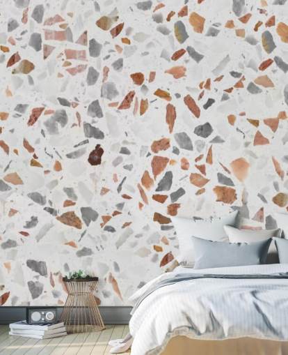 Papel pintado Terrazo Marrón Claro y Gris