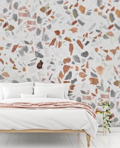 Pale Brown and Grey Terrazzo Wallpaper