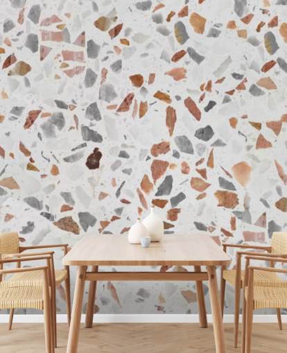 Papel de Parede Marrom Pálido e Cinzento Terrazzo