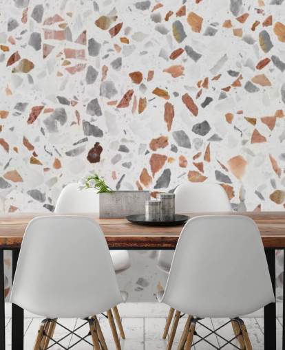 Pale Brown and Grey Terrazzo Wallpaper