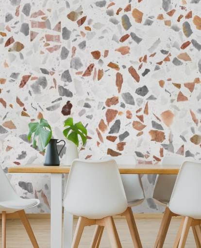 Pale Brown and Grey Terrazzo Wallpaper