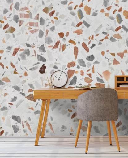 Pale Brown and Grey Terrazzo Wallpaper Pale Brown and Grey Terrazzo Wallpaper