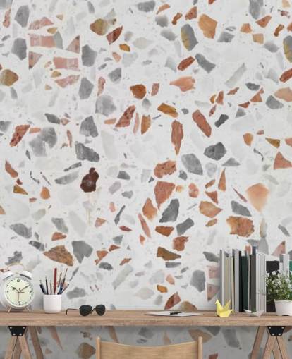 Papel pintado Terrazo Marrón Claro y Gris