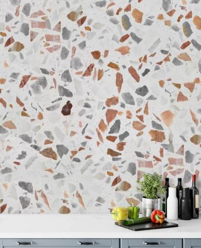 Carta da parati terrazzo marrone chiaro e grigio