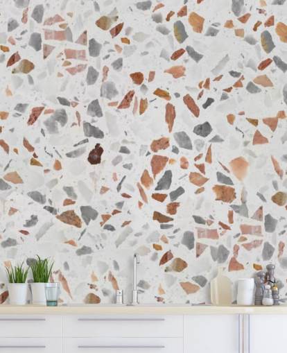 Carta da parati terrazzo marrone chiaro e grigio Carta da parati terrazzo marrone chiaro e grigio