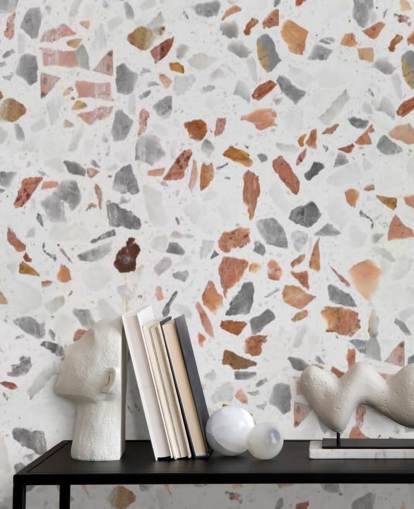 Pale Brown and Grey Terrazzo Wallpaper