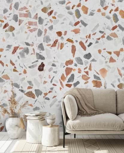 Pale Brown and Grey Terrazzo Wallpaper Pale Brown and Grey Terrazzo Wallpaper