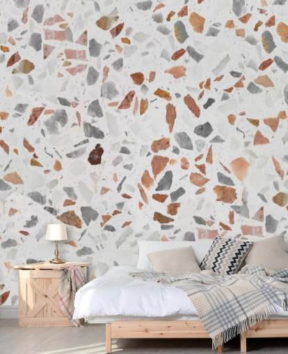 Papel pintado Terrazo Marrón Claro y Gris