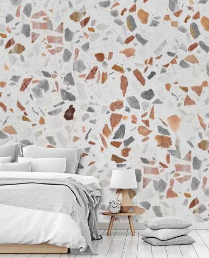 Pale Brown and Grey Terrazzo Wallpaper Pale Brown and Grey Terrazzo Wallpaper