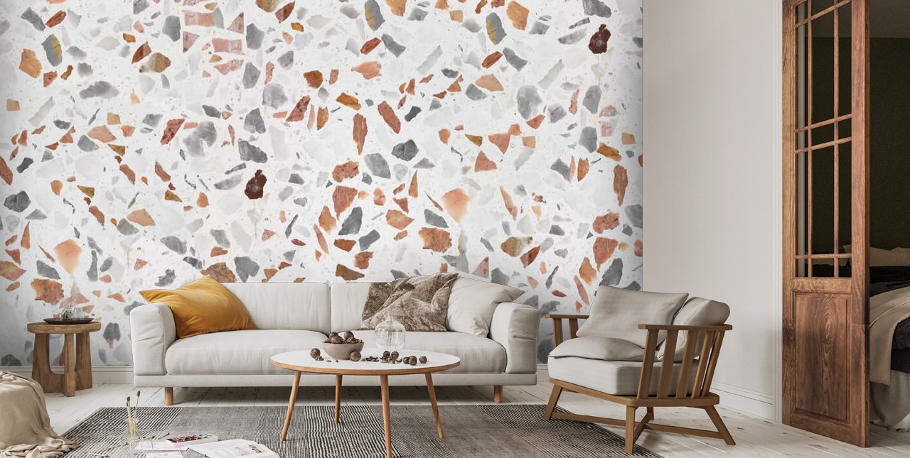Subtle Tones Terrazzo Wall Mural | Wallsauce US