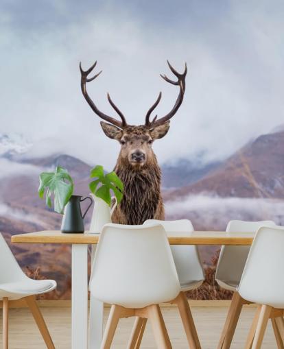 veado em papel de parede paisagem enevoada veado em papel de parede paisagem enevoada
