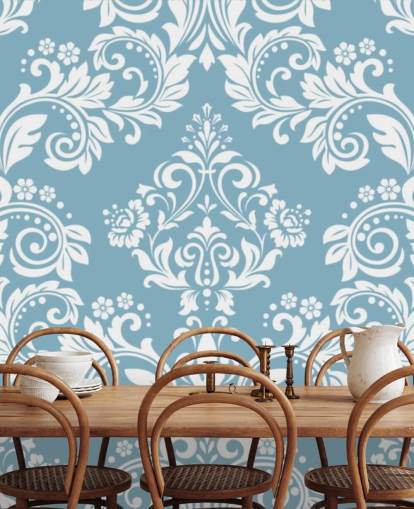 blue pattern wallpaper mural called Light Blue Damask for bedrooms, living rooms and bathrooms blue pattern wallpaper mural called Light Blue Damask for bedrooms, living rooms and bathrooms