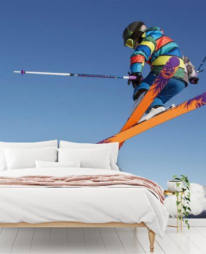 Skifahrer in der Luft Tapete