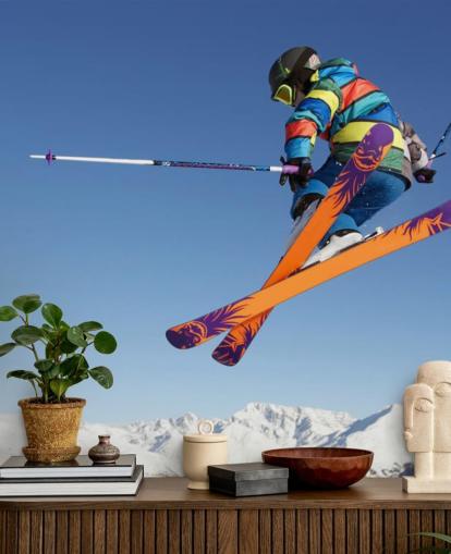 Skifahrer in der Luft Tapete