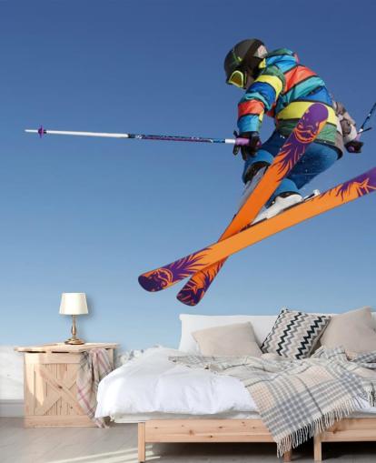 Skifahrer in der Luft Tapete